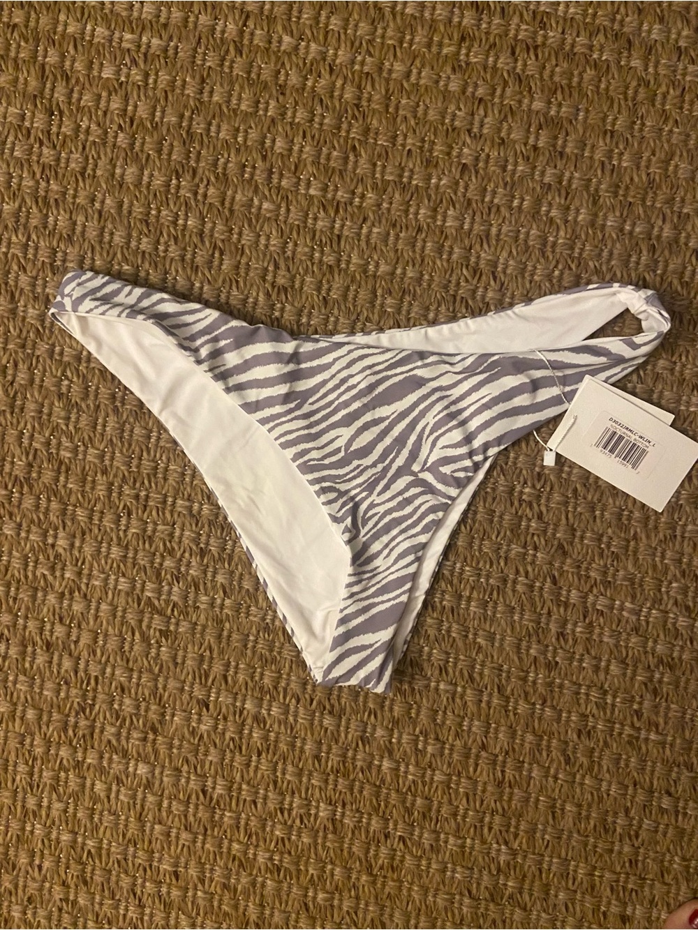 Dippin' Daisy's Zebra-Print Bikini Bottom - White & Light Gray